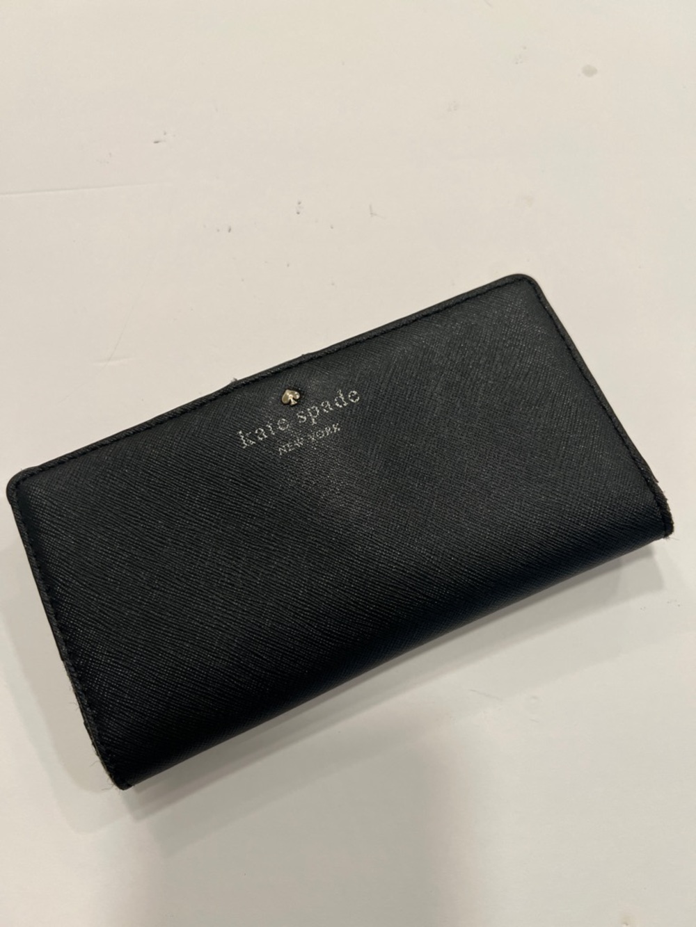 kate spade Black Saffiano Card Holder with Gold Logo
